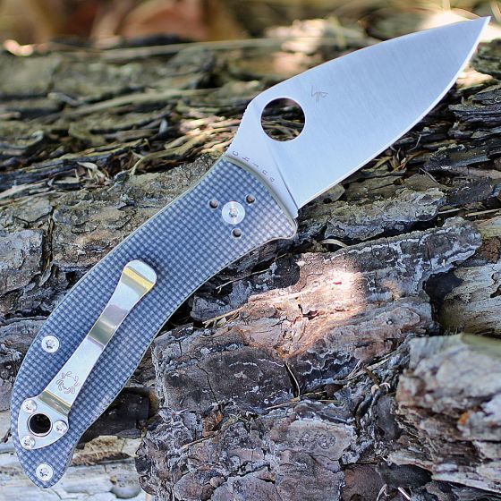 Нож складной Alcione Spyderco 222GPGY, сталь Carpenter CTS™ - BD1 Alloy Satin Plain, рукоять стеклотекстолит G10, серый - фото 4