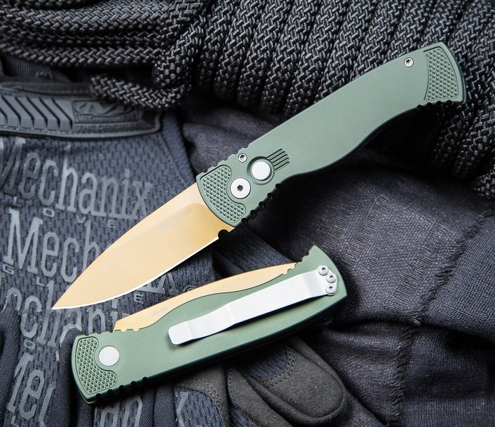 Автоматический складной нож Pro-Tech TR-2 Limited Edition Green – Tactical Response 2, сталь 154CM Satin, рукоять алюминий, зеленый - фото 6