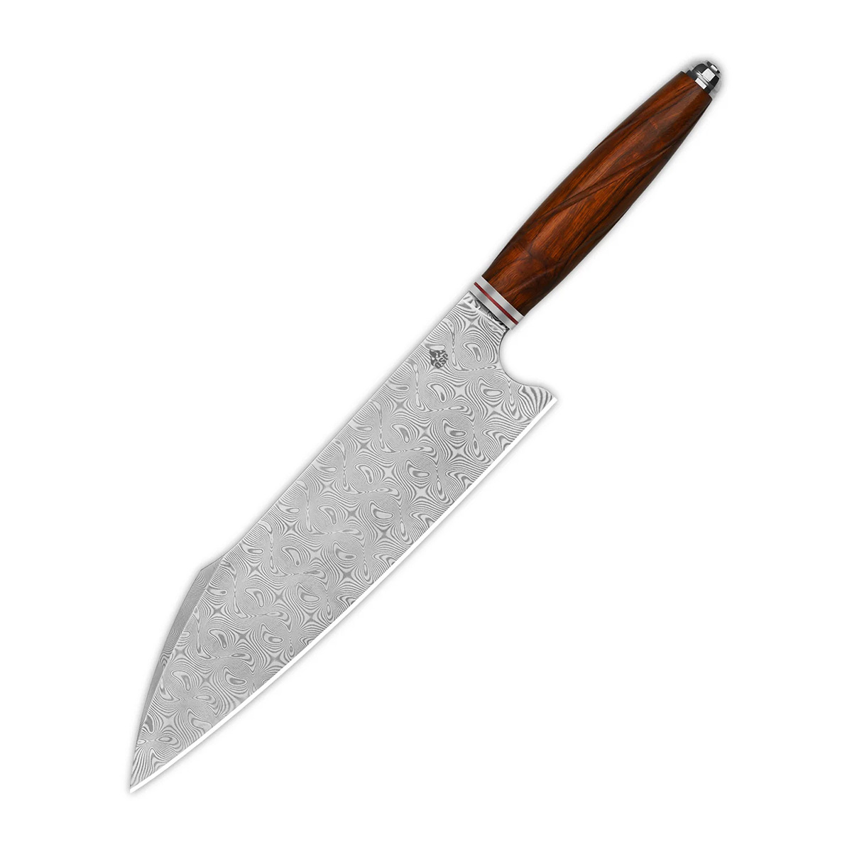 Нож кухонный поварской шеф QSP Mulan Series Harpoon, сталь дамаск, рукоять дерево айронвуд