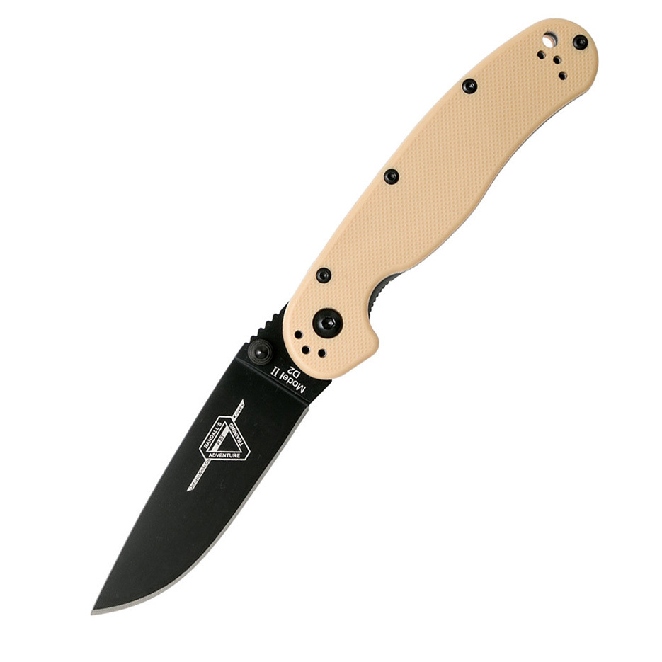 Складной нож Ontario RAT 2, сталь D2, рукоять GRN, песочный - фото 1
