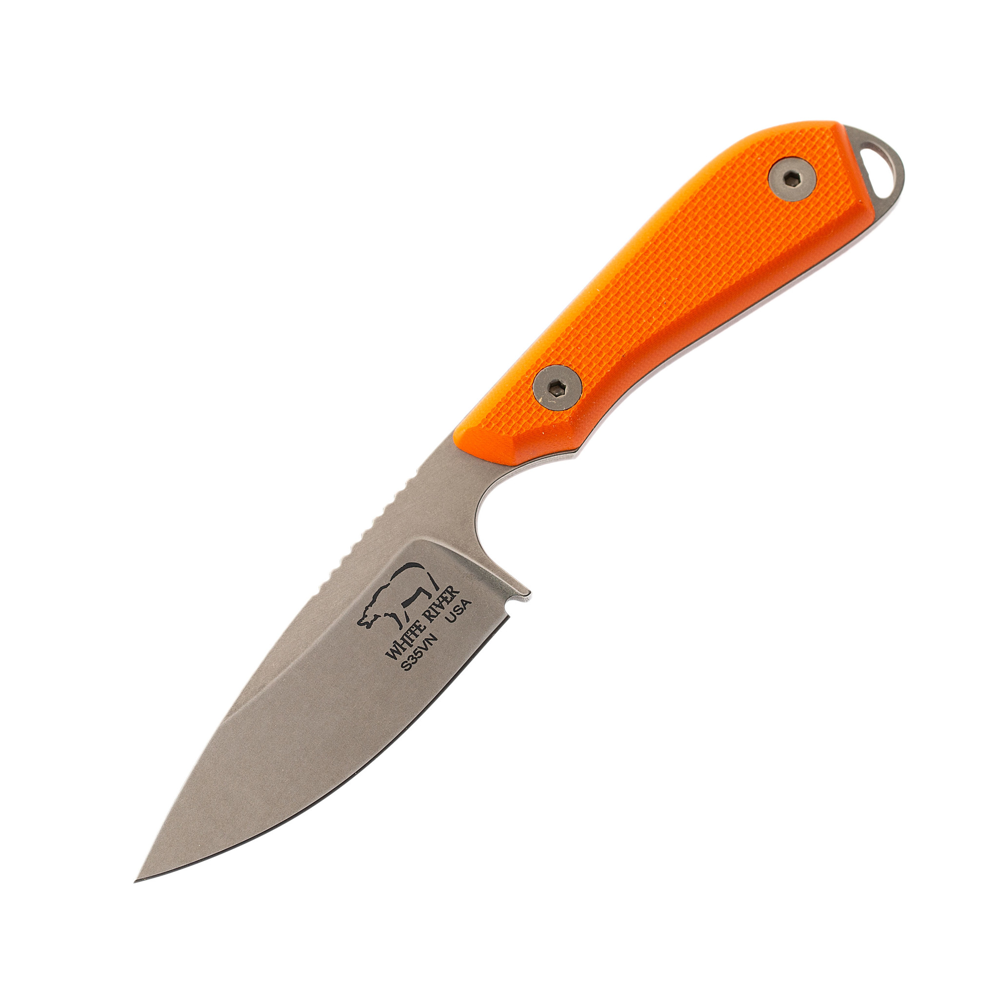 Нож White River M1 Backpacker Pro StoneWash, сталь CPM S35VN, рукоять G10 оранжевая