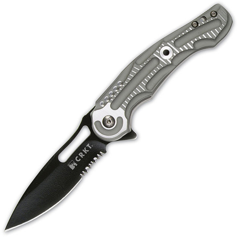 Складной нож CRKT Ikoma Sampa Black, сталь AUS-8, рукоять алюминиевый сплав нож складной автоматический мастер к рукоятка галочки кнопка фонарик