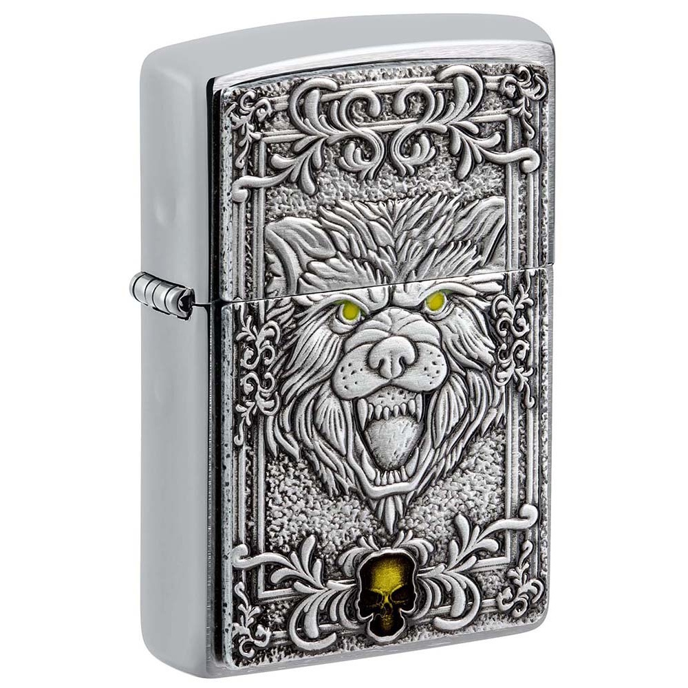 

Зажигалка ZIPPO Wolf Emblem с покрытием Brushed Chrome, латунь/сталь, серебристая, 36x13x57 мм