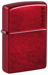 Фото Зажигалка ZIPPO Logo с покрытием Candy Apple Red™, латунь/сталь, красная, глянцевая, 38x13x57 мм