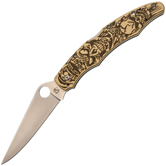 Фото Складной нож Steelclaw Коп 7 Черепа, сталь VG10, рукоять латунь, гравировка