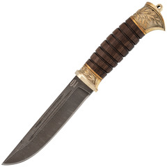 Фото Нож Витязь-2, сталь дамаск, художественная резьба, рукоять венге
