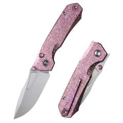 Фото Складной нож Remette Rhino, сталь M390, рукоять Crystal Titanium, розовый