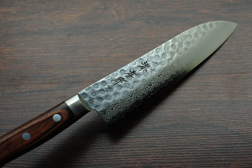 Нож Сантоку 180 мм, Sakai Takayuki, сталь VG-10 Damascus 17 слоев, рукоять дерево Pakka от Ножиков