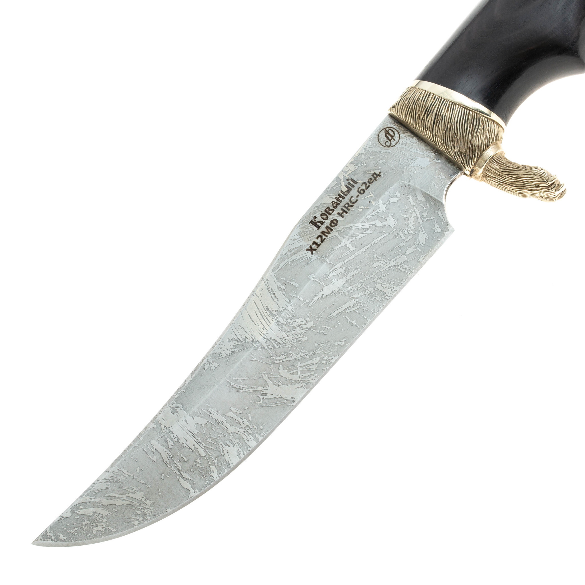 Нож Рыбак с лапой гардой и головой волка, Х12МФ - фото 2