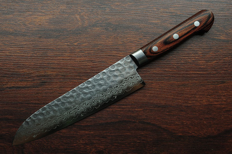 Нож Сантоку 180 мм, Sakai Takayuki, сталь VG-10 Damascus 17 слоев, рукоять дерево Pakka от Ножиков