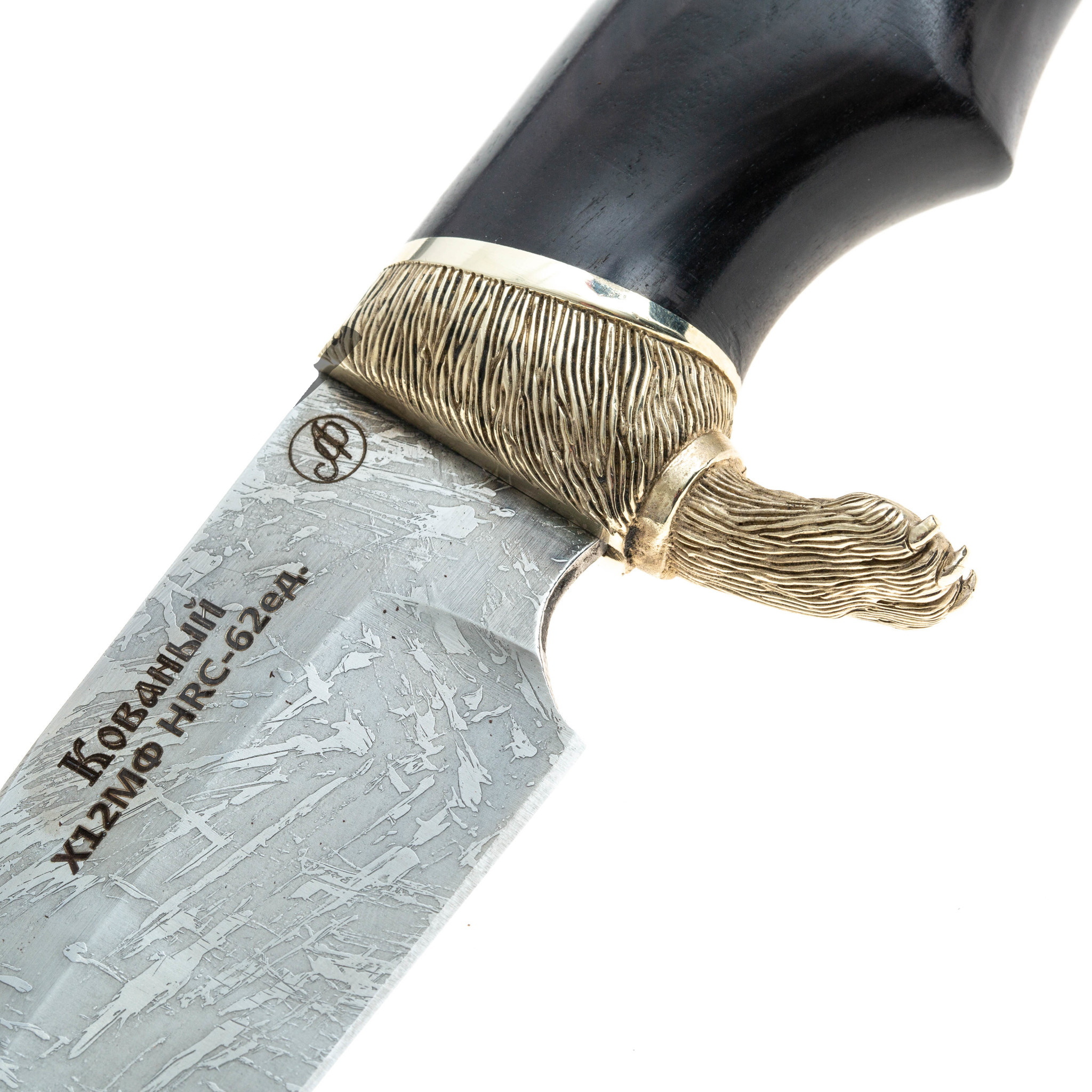 Нож Рыбак с лапой гардой и головой волка, Х12МФ - фото 4