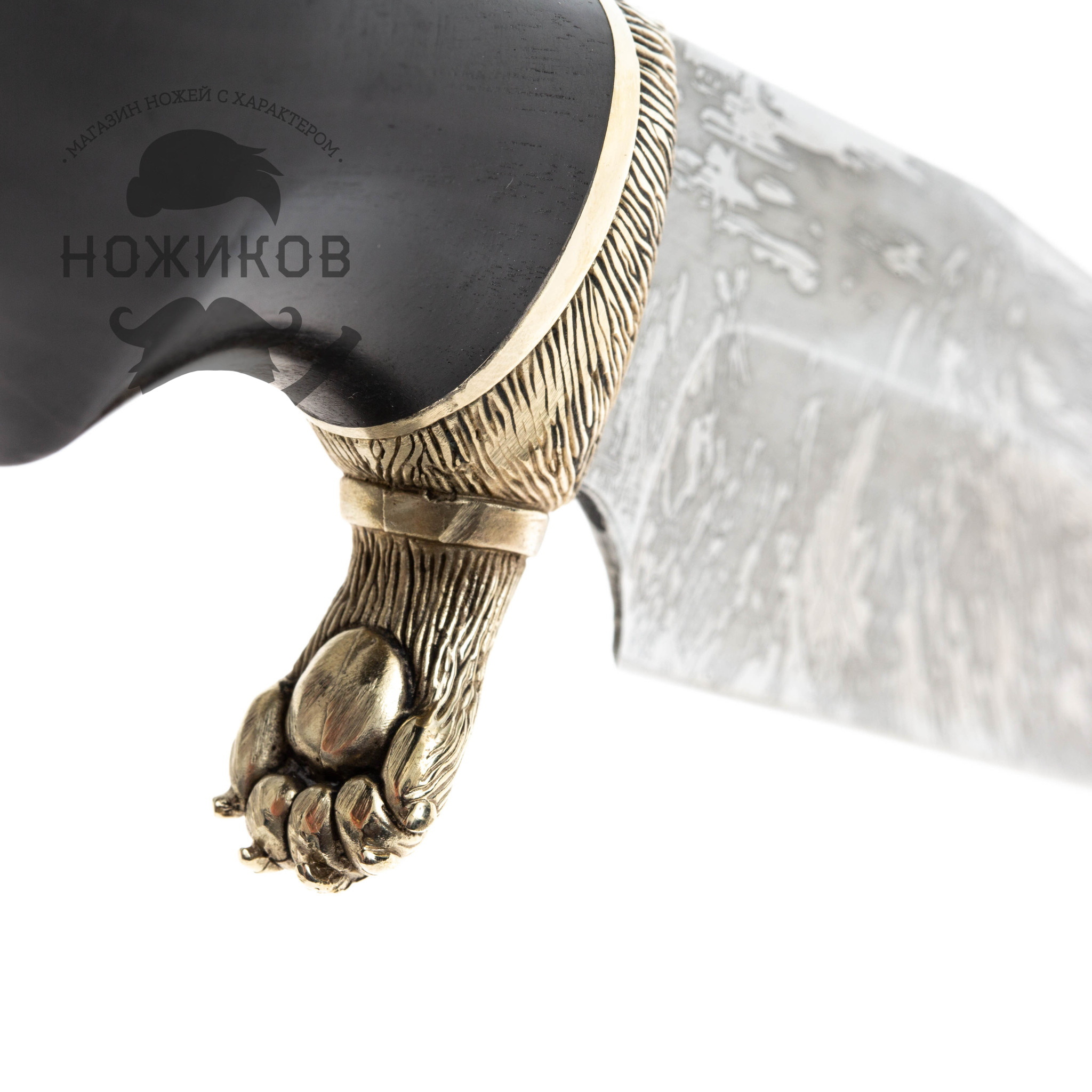 Нож Рыбак с лапой гардой и головой волка, Х12МФ - фото 8