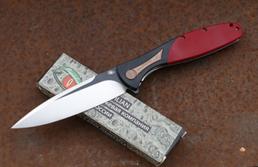 Складной нож Reptilian Корюшка-02, сталь VG-10, рукоять черный G10/красная микарта