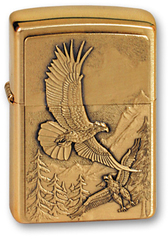 Фото Зажигалка ZIPPO Eagles, латунь с покрытием Brushed Brass, золотистый, матовая, 36х12x56 мм