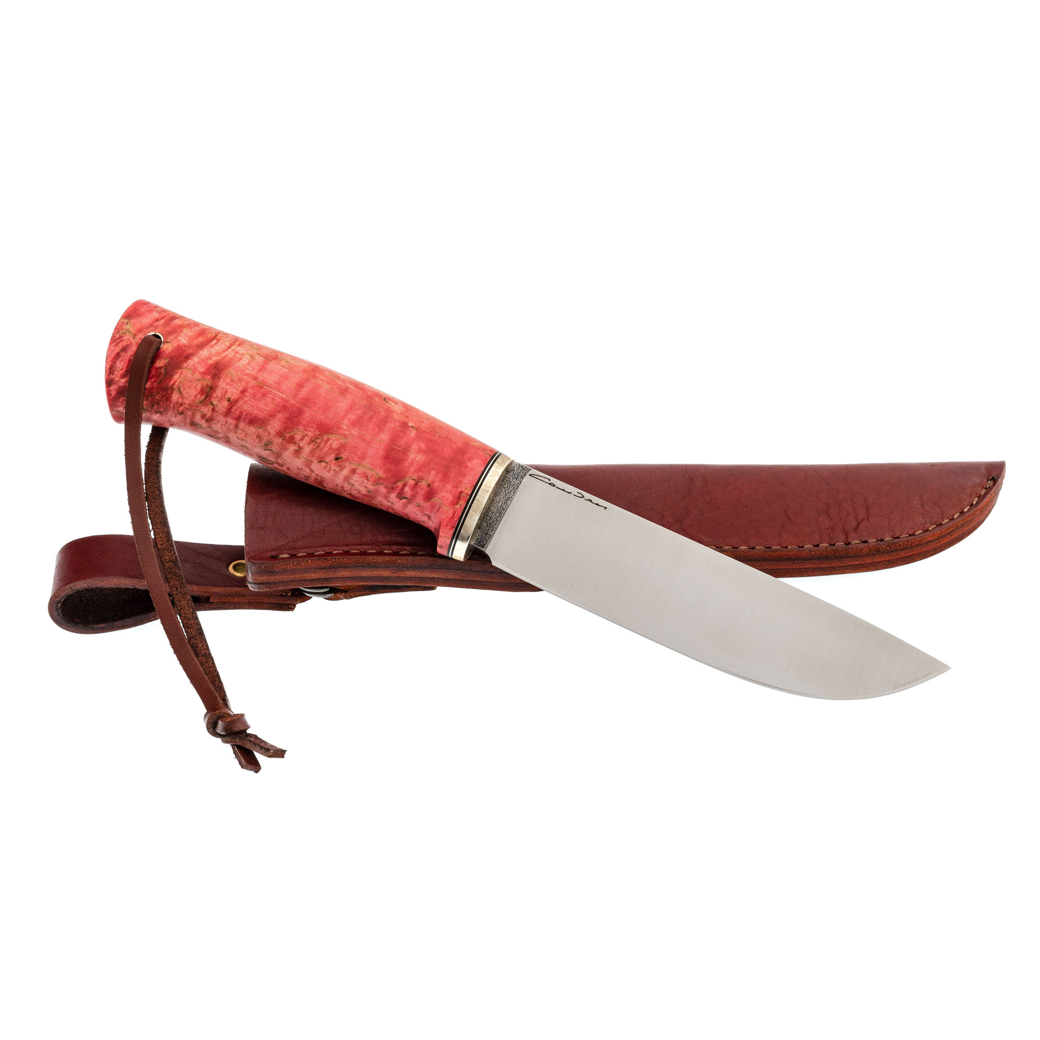 Нож Лиман, сталь М390, стабилизированная карельская береза,  финская рукоять - фото 4