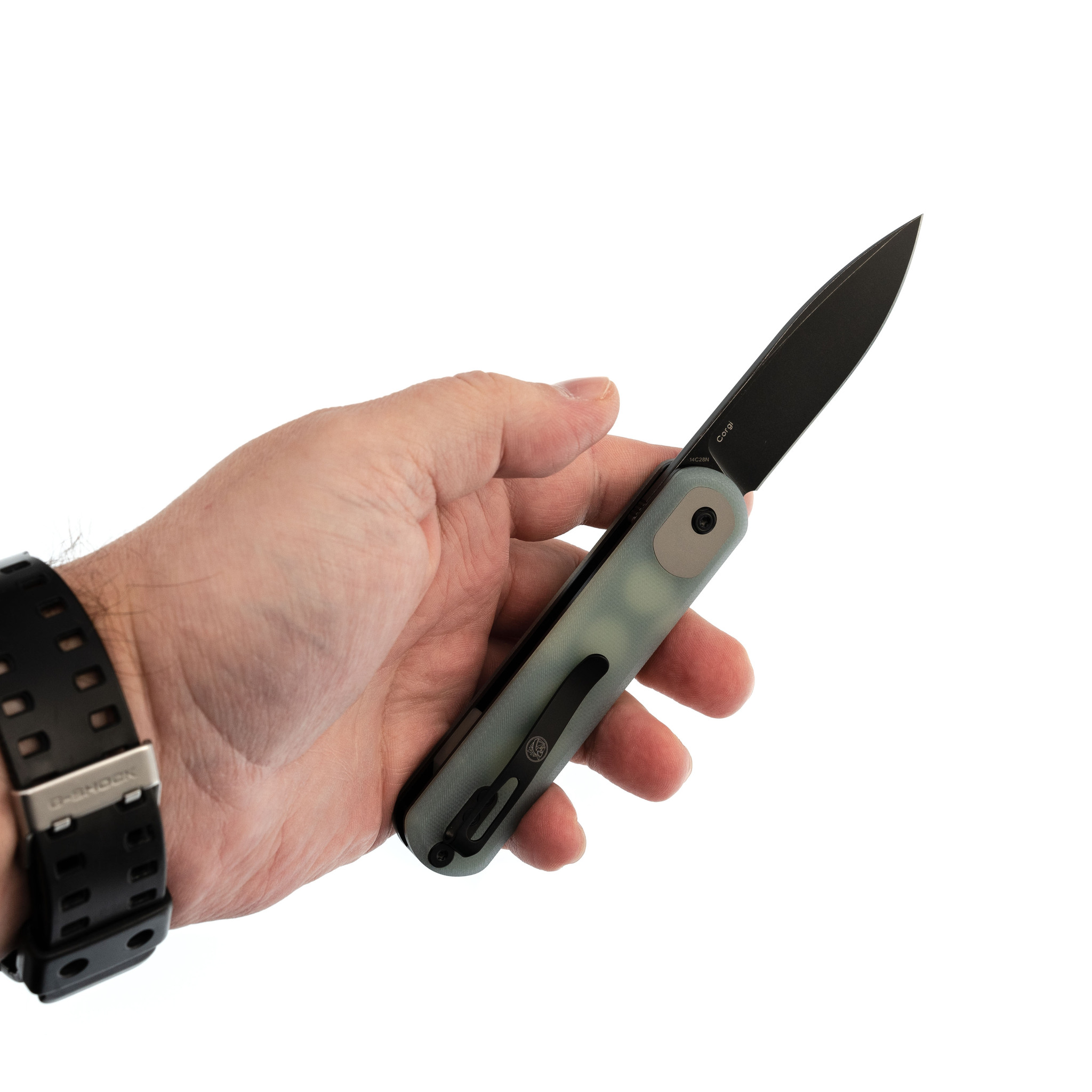 Складной нож Corgi Vosteed, сталь 14C28N, рукоять G10, jade - фото 9