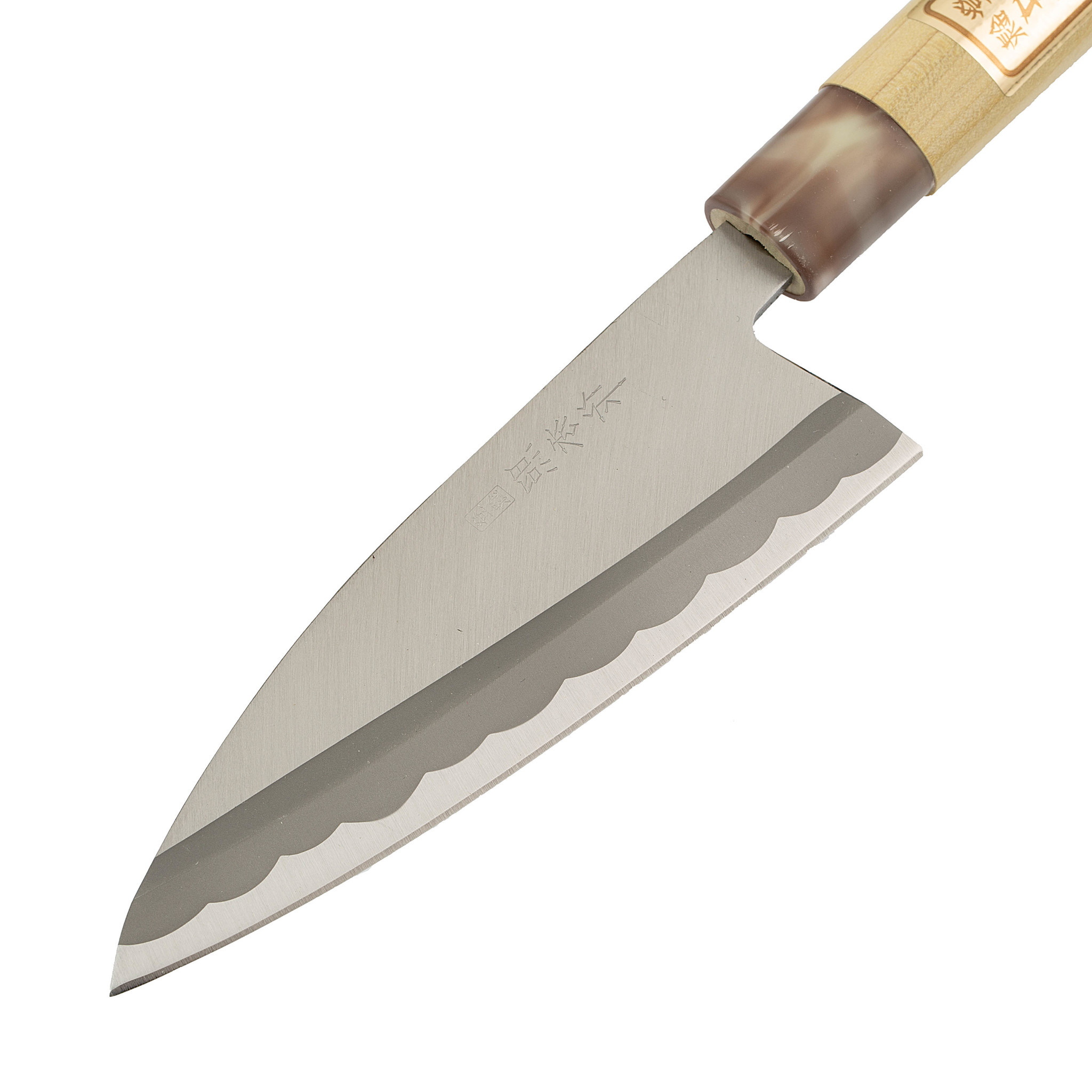 Нож кухонный для разделки рыбы деба Shimomura, сталь DSR1K6, рукоять магнолия - фото 3
