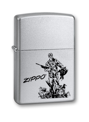 Зажигалка ZIPPO Duck Hunting, с покрытием Satin Chrome™, латунь/сталь, серебристая, 36x12x56 мм 