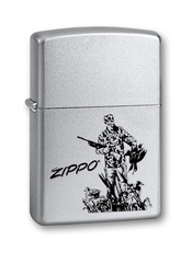 Фото Зажигалка ZIPPO Duck Hunting, с покрытием Satin Chrome™, латунь/сталь, серебристая, 36x12x56 мм