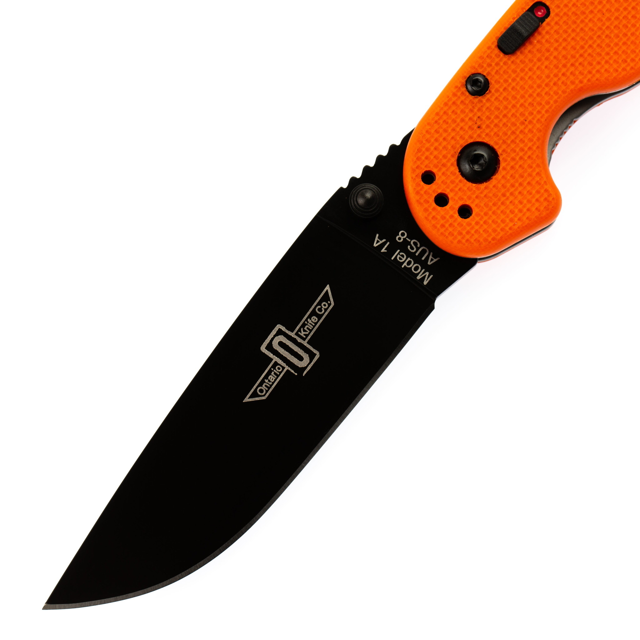 фото Полуавтоматический складной нож rat-1a, assisted. black blade, orange g-10 handle ontario