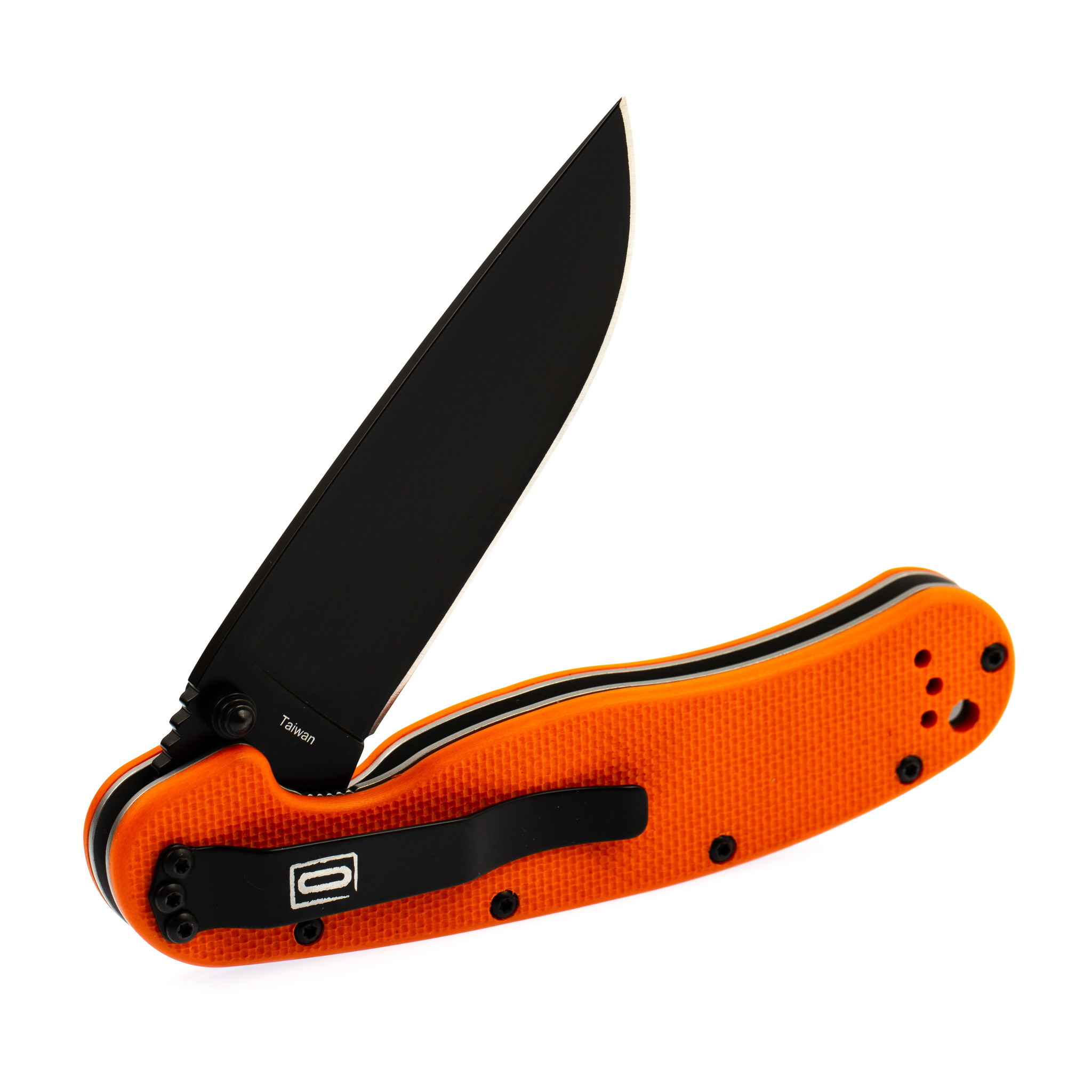 фото Полуавтоматический складной нож rat-1a, assisted. black blade, orange g-10 handle ontario