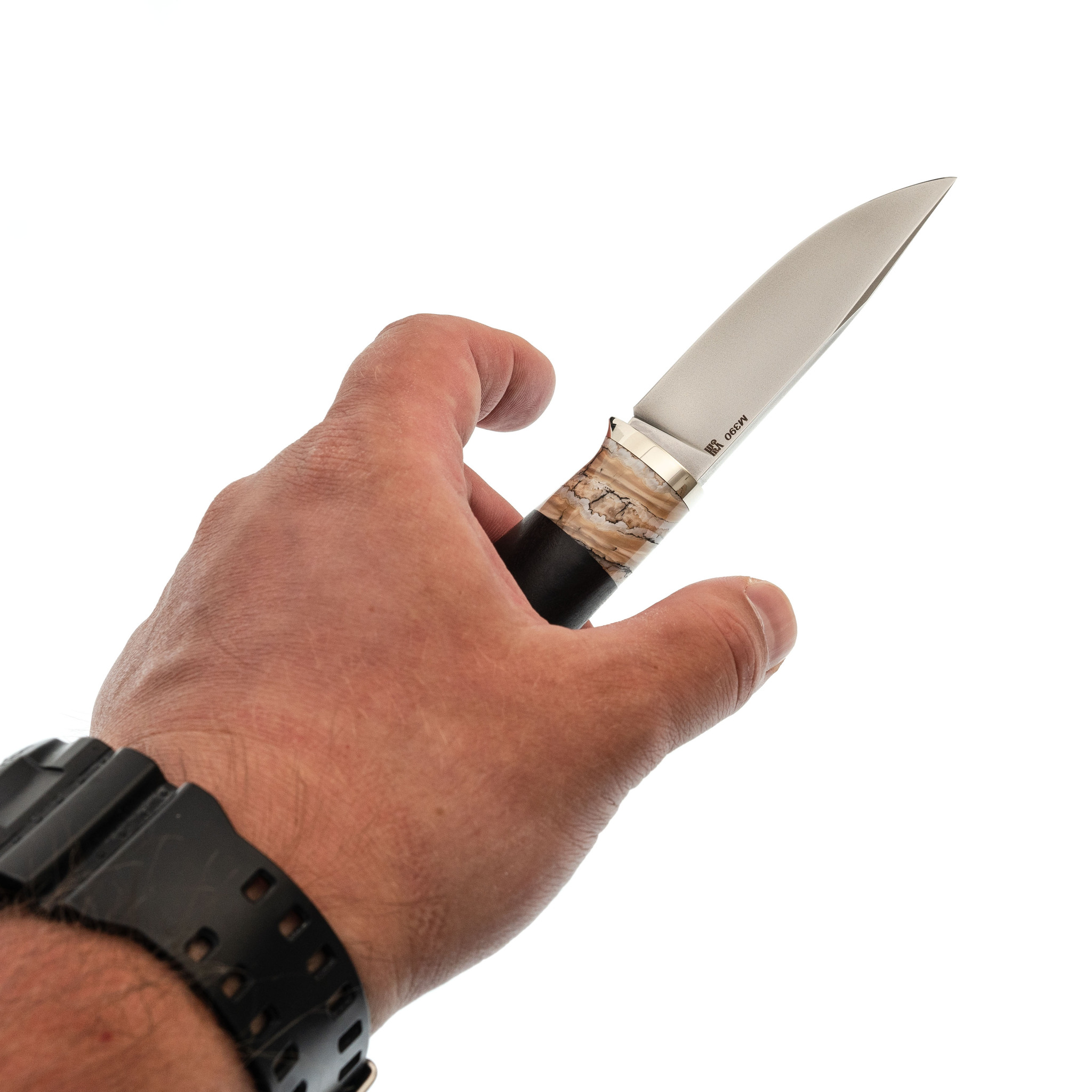Нож Окский, сталь D2, рукоять граб, вставка карельская береза - фото 6