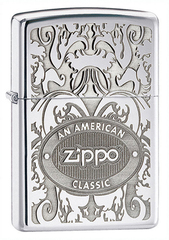 Фото Зажигалка ZIPPO American Classic, латунь с покрытием High Polish Chrome, серебристый, 36х12x56 мм