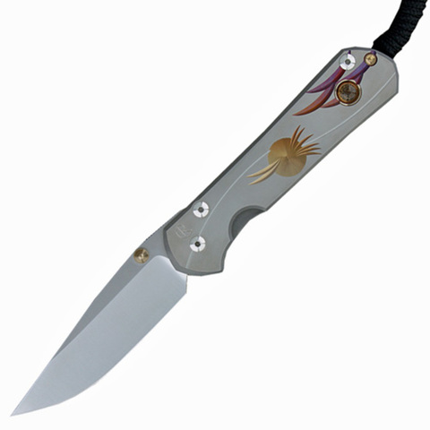 Нож складной Chris Reeve Large Sebenza 21 Unique Graphics Citrine Cabochon, сталь CPM-S35VN, рукоять титан
