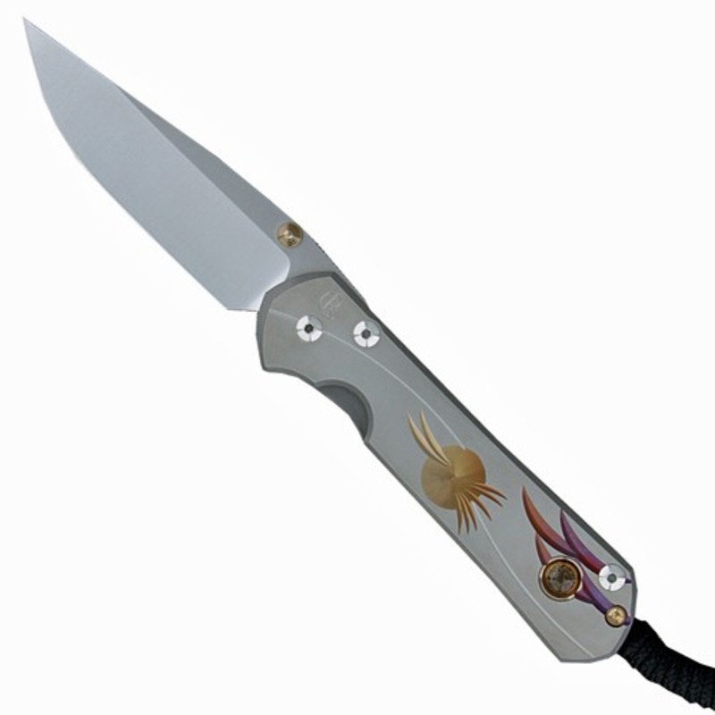 Нож складной Chris Reeve Large Sebenza 21 Unique Graphics Citrine Cabochon, сталь CPM-S35VN, рукоять титан от Ножиков