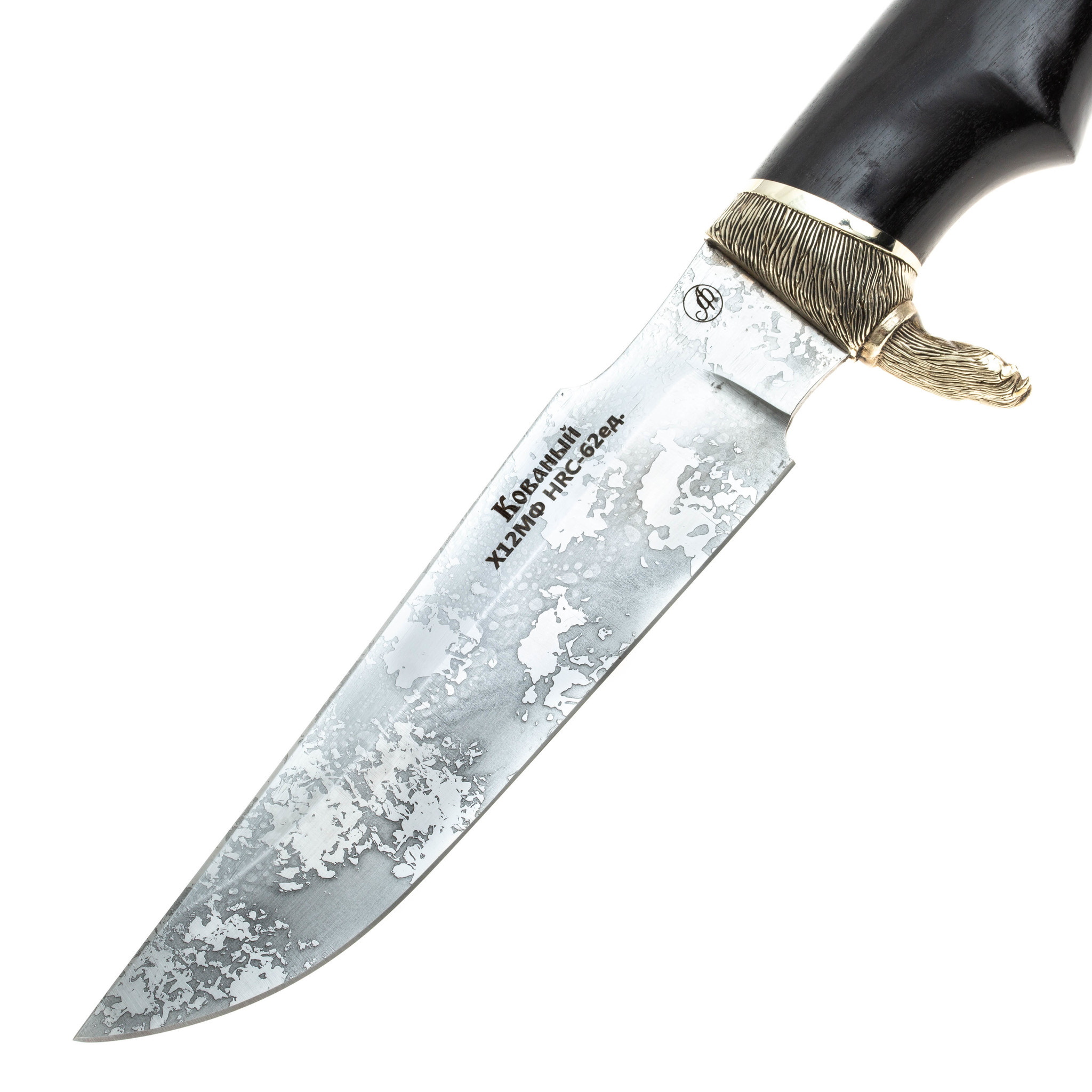 Нож Ирбис-2 с лапой гардой и головой волка, Х12МФ от Ножиков