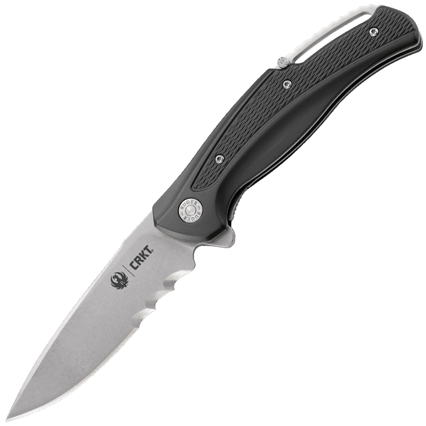 Складной нож CRKT R2402 Ruger Knives Windage™ With Veff Serrations™, сталь 8Cr13MoV Stonewashed Combo Blade, рукоять алюминий