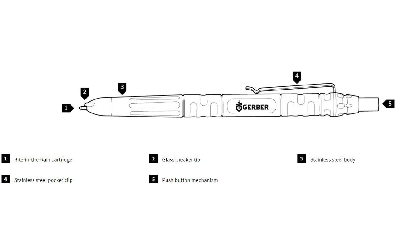 Ручка тактическая Gerber Impromptu из нержавеющей стали, Black от Ножиков