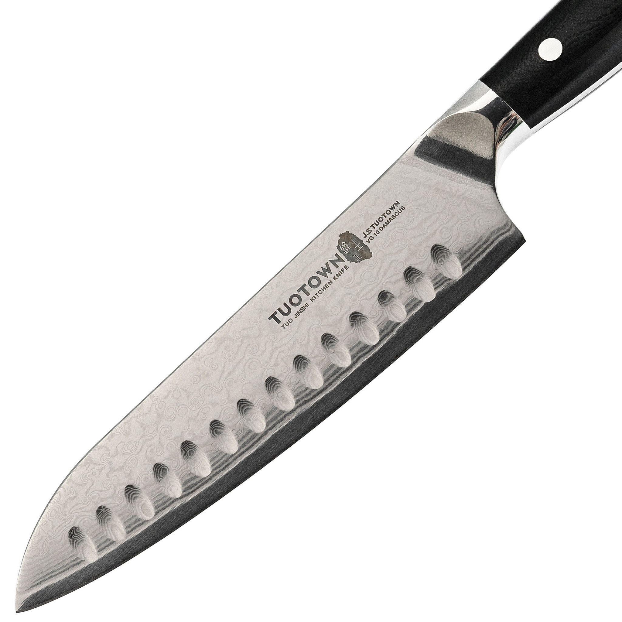 Нож кухонный Сантоку Tuotown, серия D.JS, VG10 Дамасская сталь - фото 2