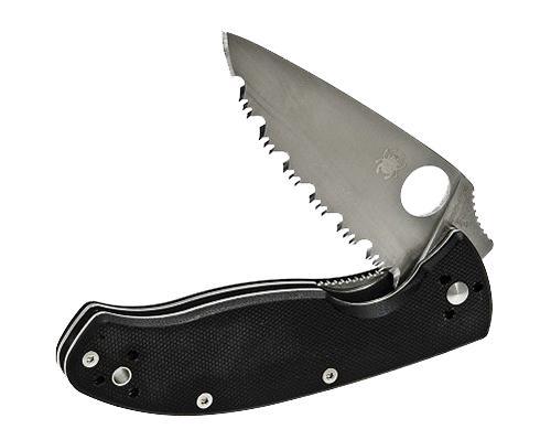 Нож складной Tenacious Spyderco C122GS, сталь 8Cr13MOV Satin Serrated, рукоять стеклотекстолит G-10, чёрный - фото 5