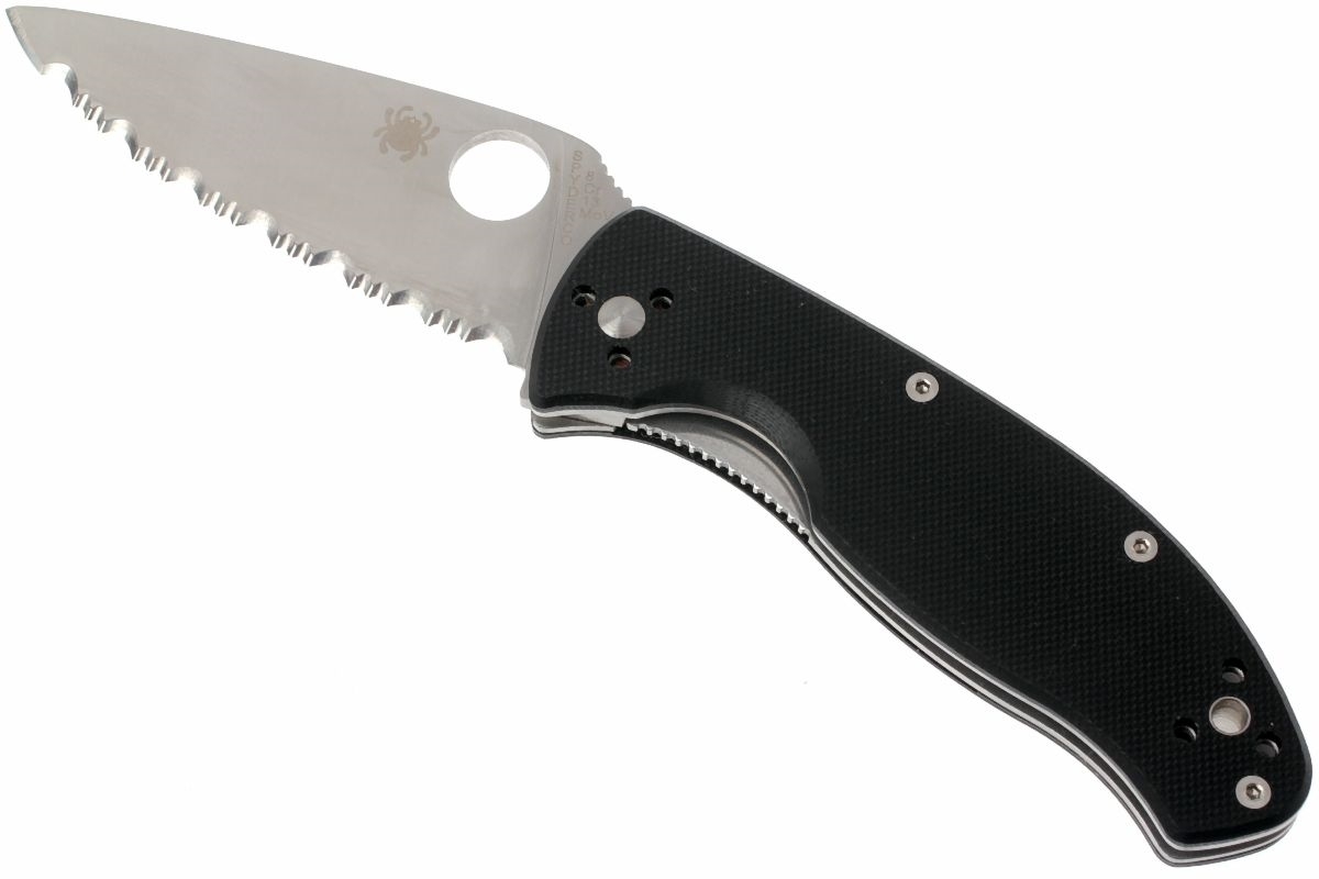 Нож складной Tenacious Spyderco C122GS, сталь 8Cr13MOV Satin Serrated, рукоять стеклотекстолит G-10, чёрный - фото 7
