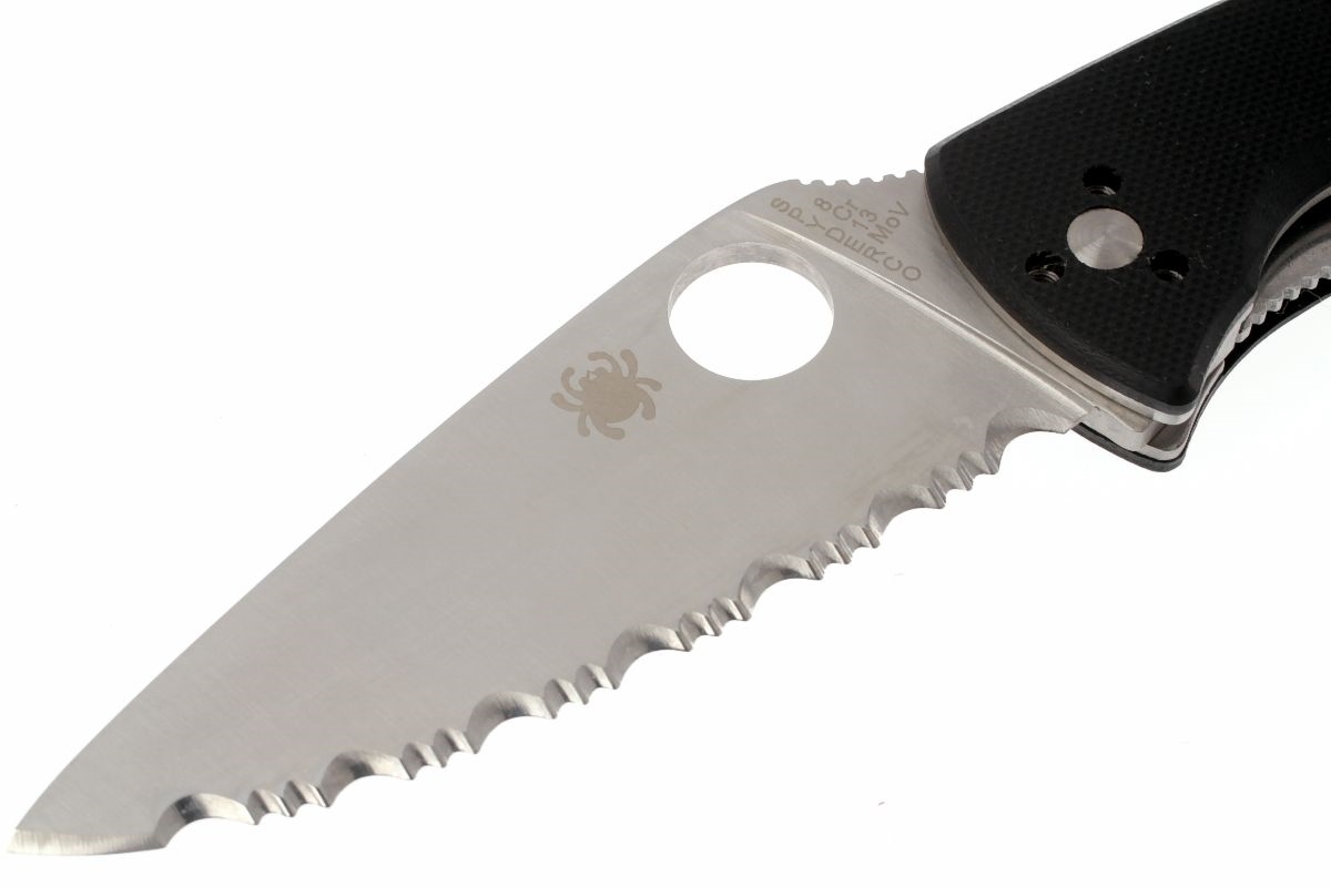 Нож складной Tenacious Spyderco C122GS, сталь 8Cr13MOV Satin Serrated, рукоять стеклотекстолит G-10, чёрный - фото 8
