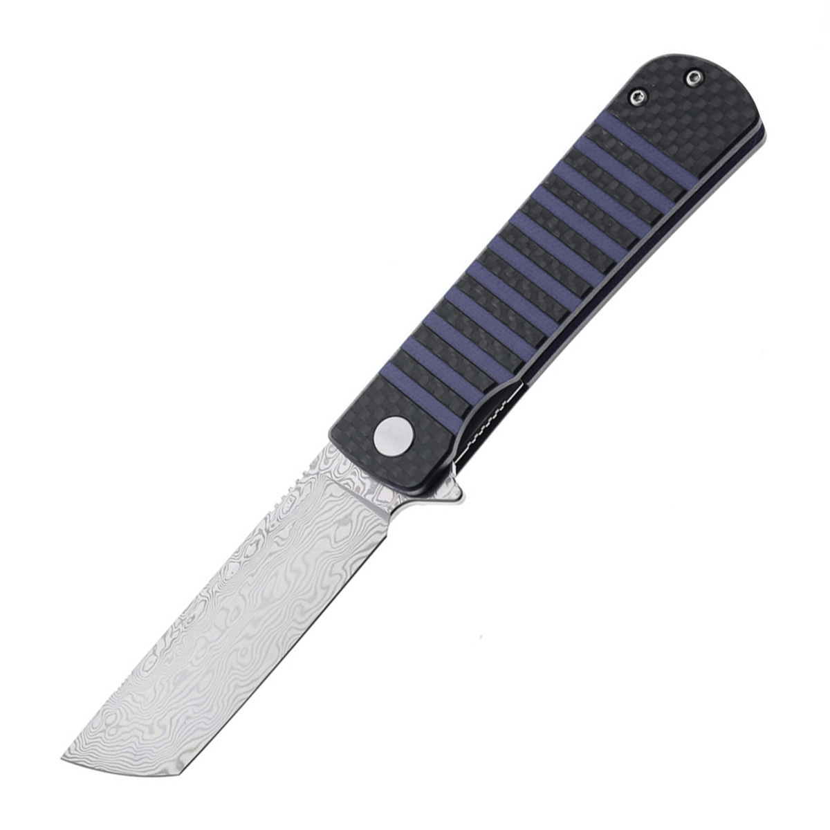 фото Складной нож bestech titan, сталь дамаск, рукоять черно-синяя g10/карбон bestech knives