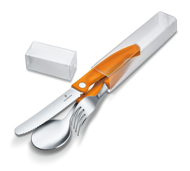 Набор из 3 столовых приборов VICTORINOX Swiss Classic, оранжевый нож для хлеба swiss modern victorinox 26 см