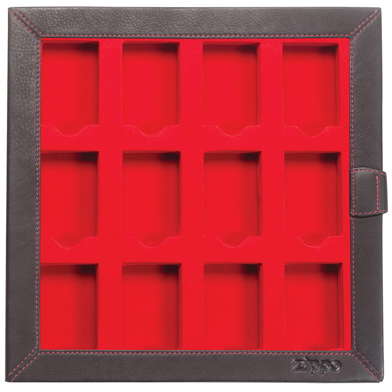 Кейс коллекционера для 12 зажигалок ZIPPO, чёрный, натуральная кожа, 24,5x3x24,5 см - фото 1