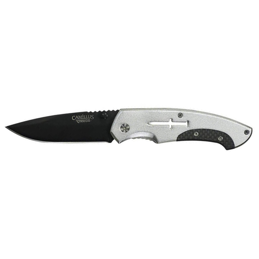 Складной нож Camillus Drop Point, сталь AUS-8, рукоять 6061 T-6 Aluminium, серый