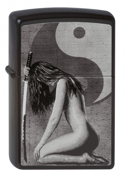 Зажигалка ZIPPO Woman Sword Black Matte, латунь с порошковым покрытием, черный, матовая, 36х12x56 мм - фото 1