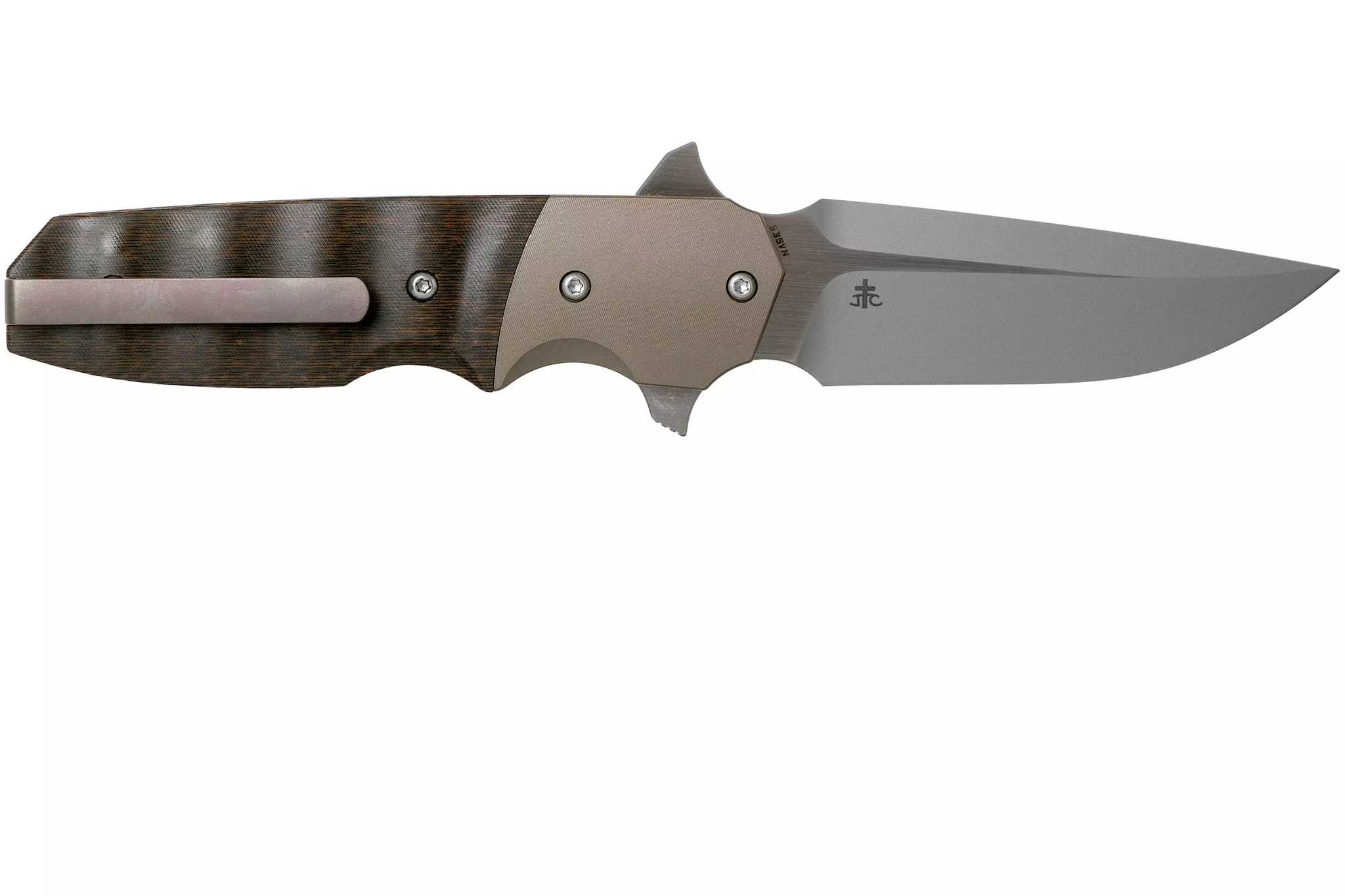 Складной нож Bestech Freefall, сталь S35VN, рукоять титан/черно-оранжевый карбон - фото 3