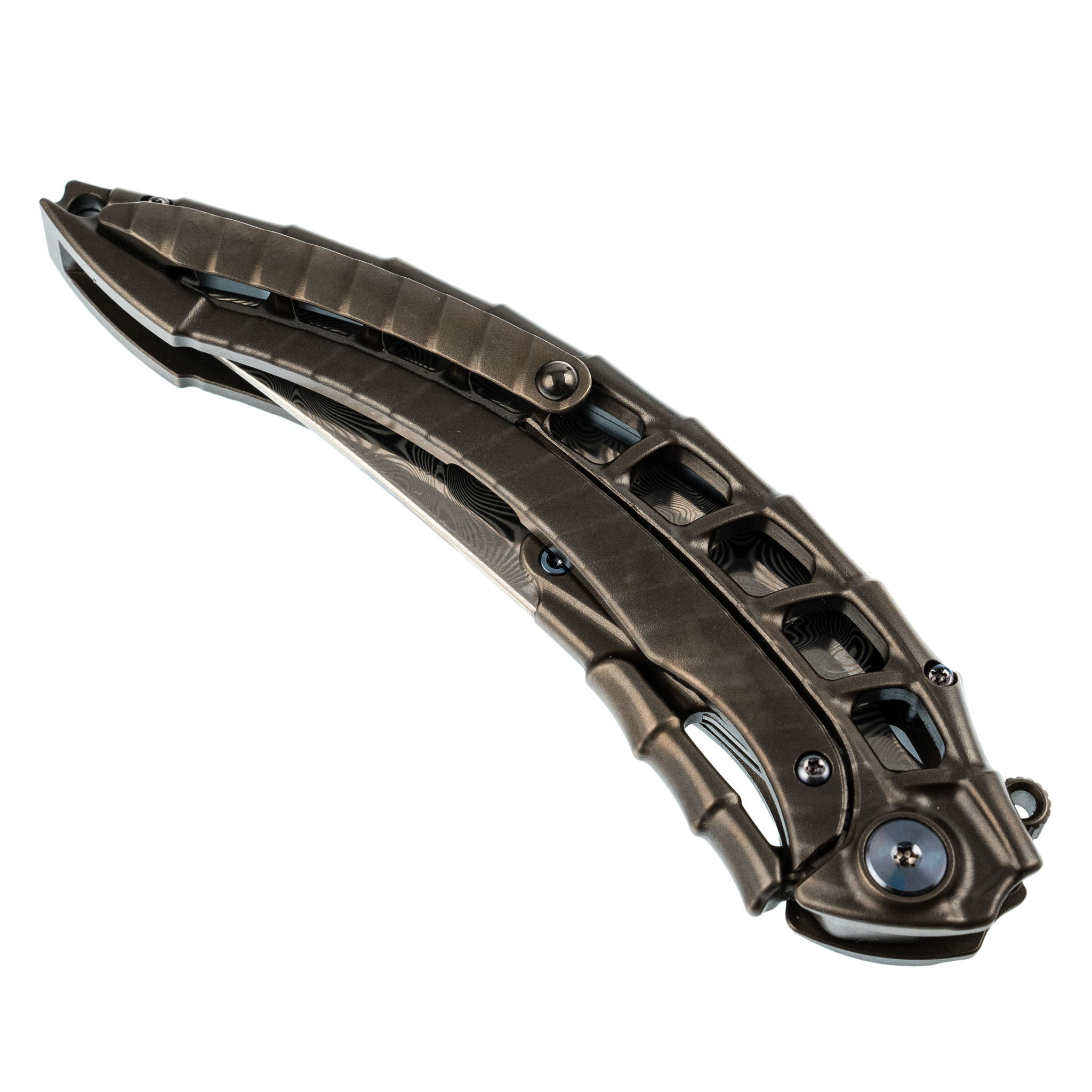 Складной нож Alien с тактической ручкой, сталь Damasteel, Rikeknife - фото 9