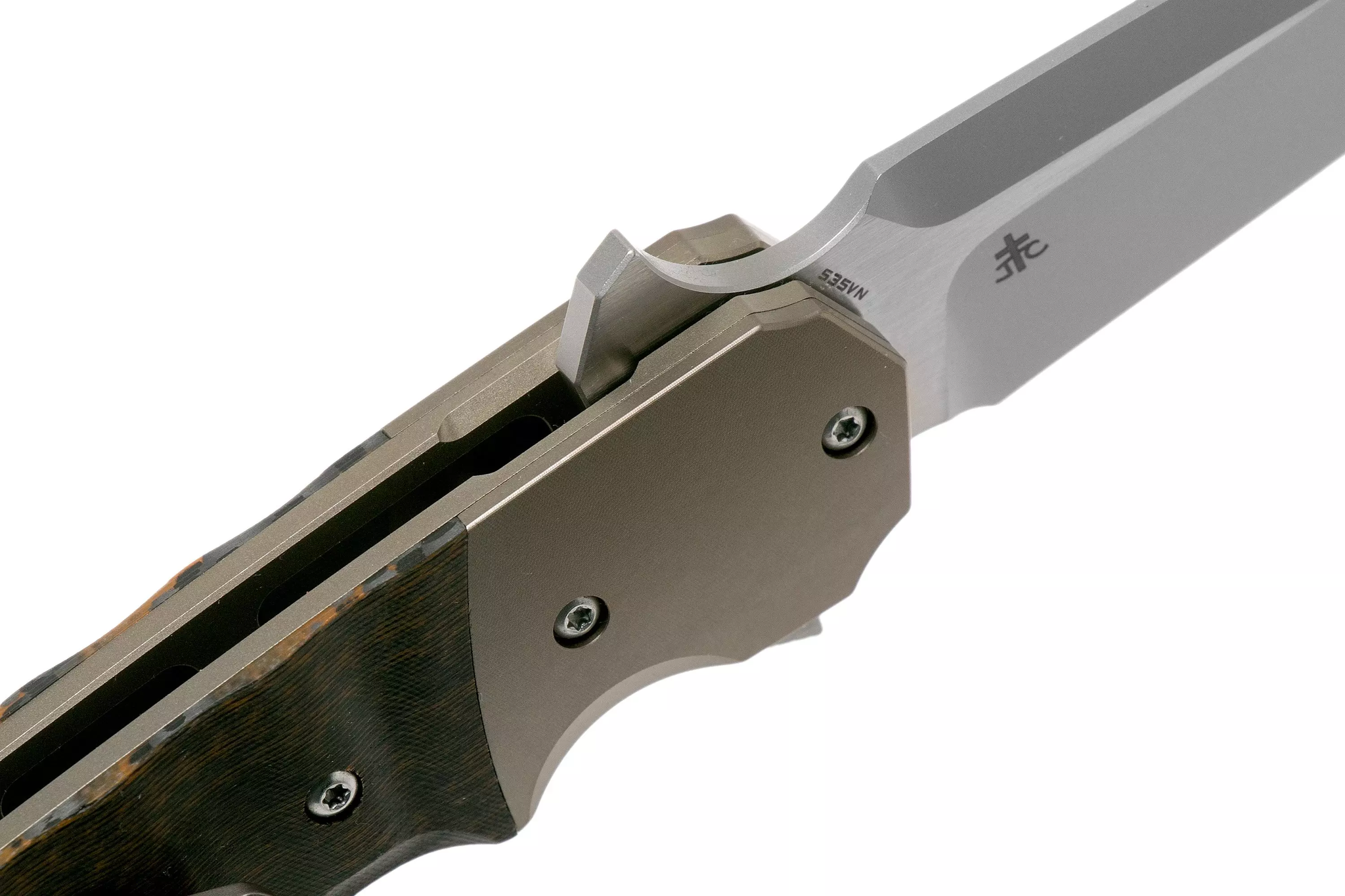 Складной нож Bestech Freefall, сталь S35VN, рукоять титан/черно-оранжевый карбон - фото 7