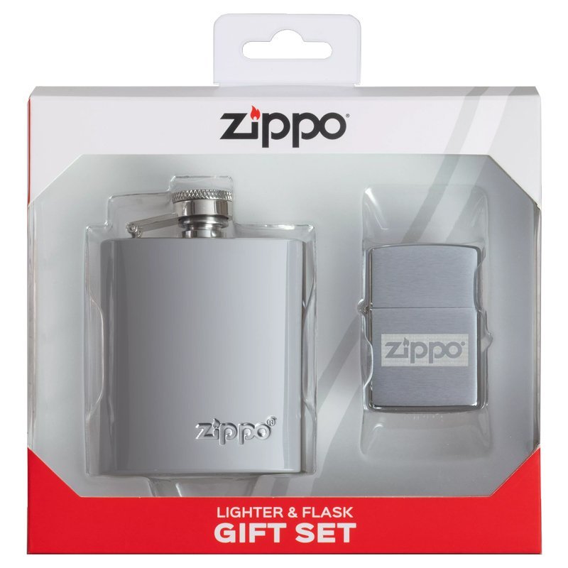 Подарочный набор: фляжка 89 мл и зажигалка в коробке с подвесом ZIPPO ложка с подвесом