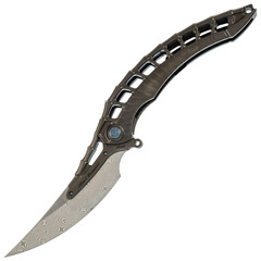 Фото Складной нож Rike knife Alien с тактической ручкой, сталь Damasteel