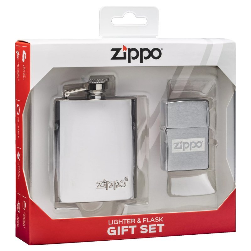 Подарочный набор: фляжка 89 мл и зажигалка в коробке с подвесом ZIPPO - фото 2