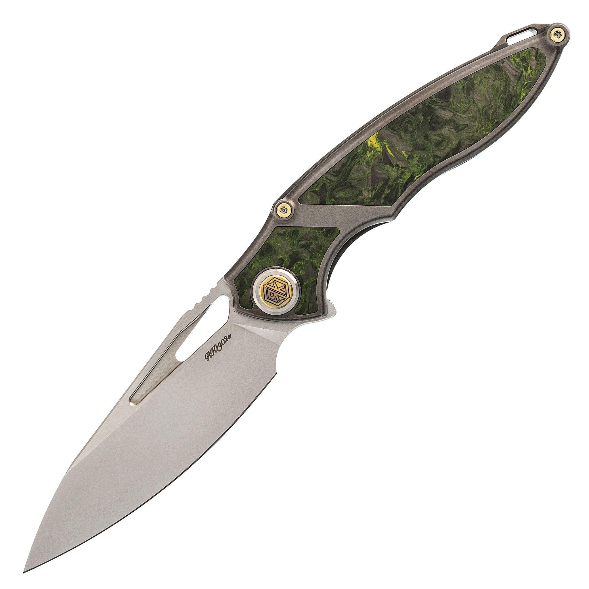 Нож складной RK1902s Rikeknife, сталь M390, рукоять Green Carbon fiber