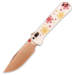Фото Складной нож CJRB Bolt, сталь AR-RPM9 Rose Gold, рукоять G10, белый