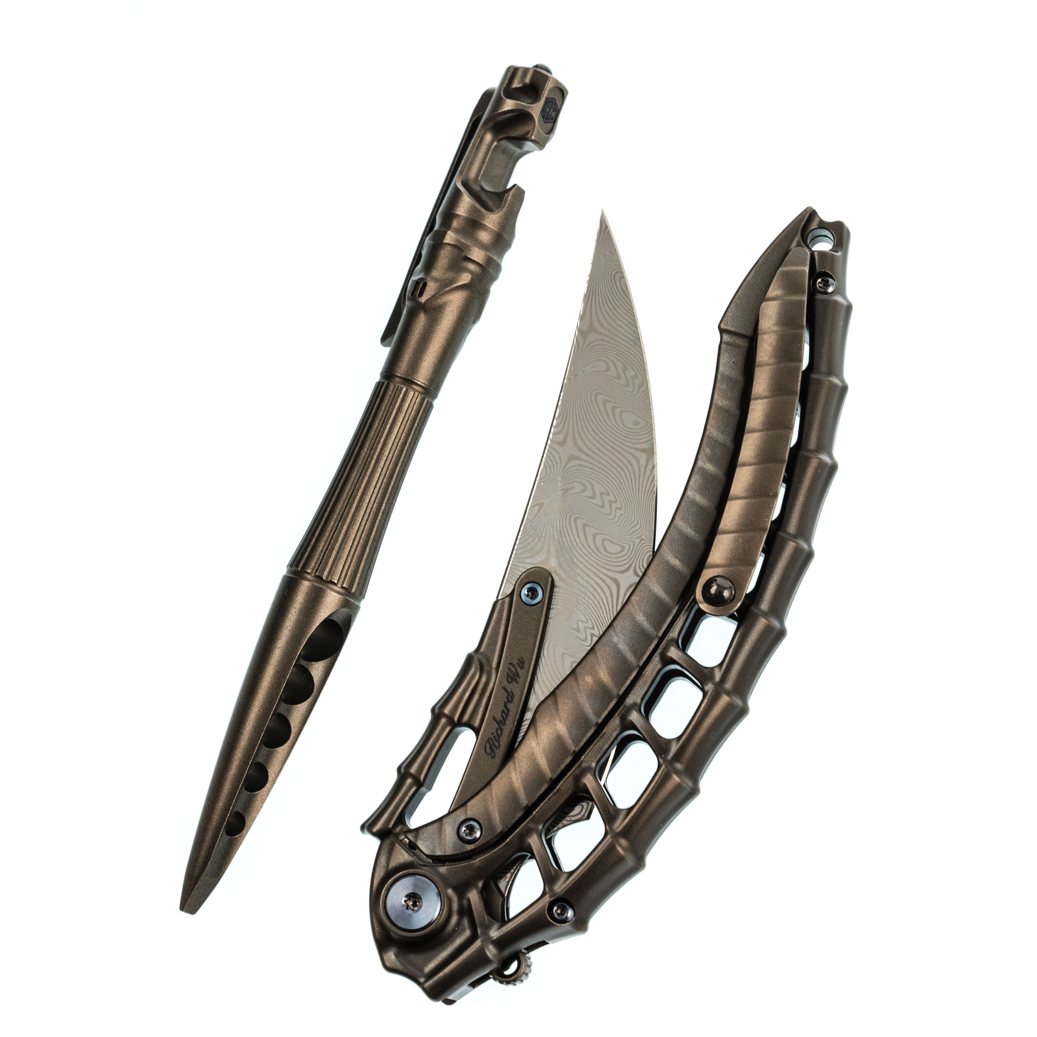Складной нож Alien с тактической ручкой, сталь Damasteel, Rikeknife - фото 6